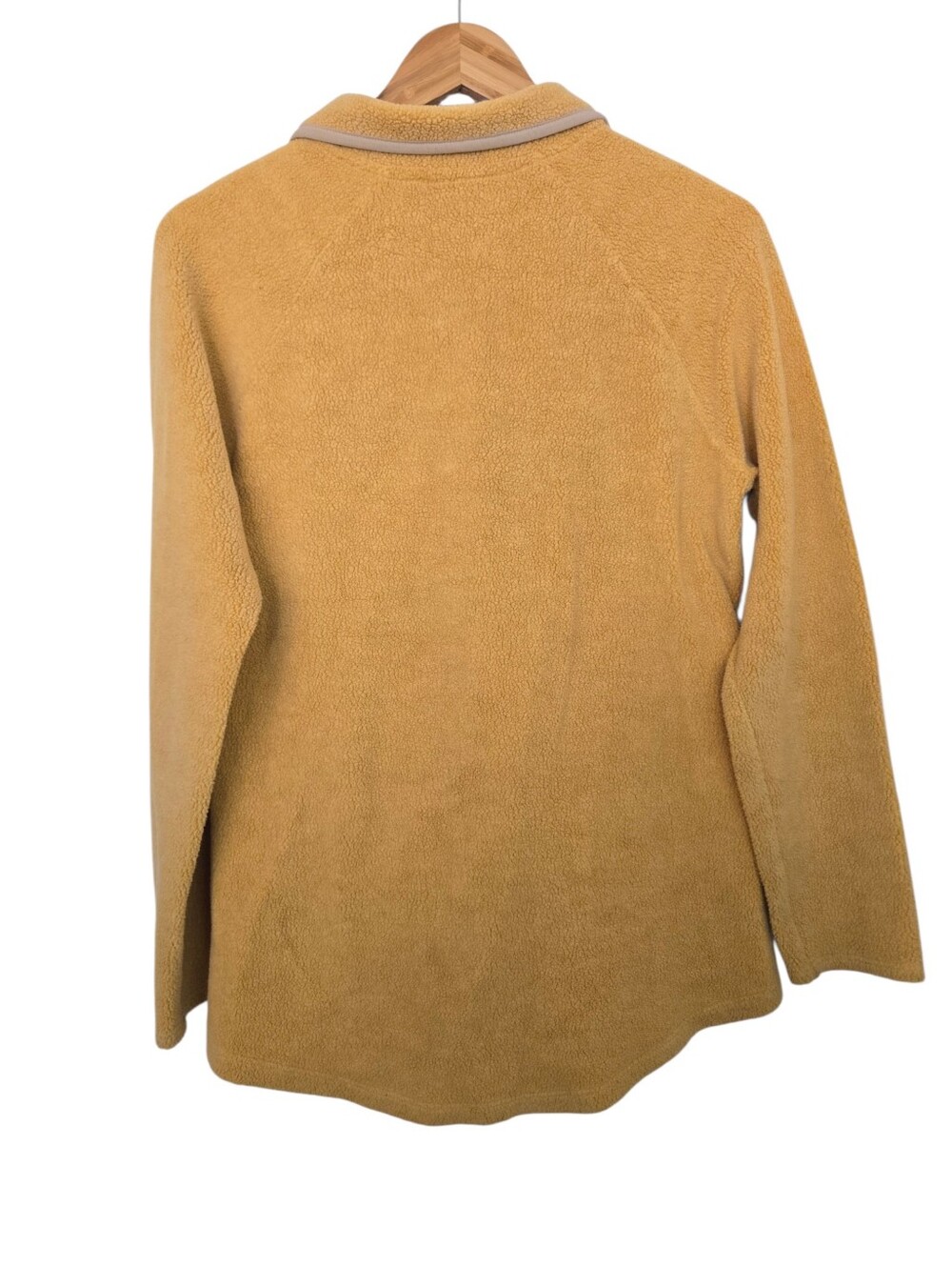 L.L.Bean Mustard Sherpa Fleece Snap Neck Pullover Women's Medium - Picture 5 of 5